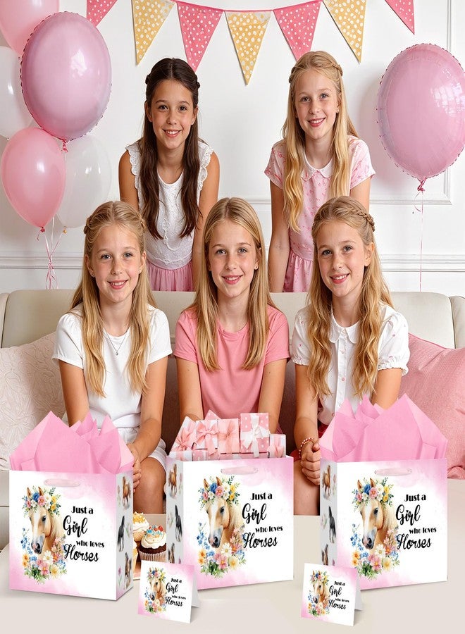 LUUFILx Horse Gift Bag for Girls Just a Girl Who Loves Horses Gift Wrap Bag with Handle Wrapping Paper Card Western Cowgirl Themed Party Favor Bags for Women Baby Shower Birthday Party Decorations Supplies - Image 3