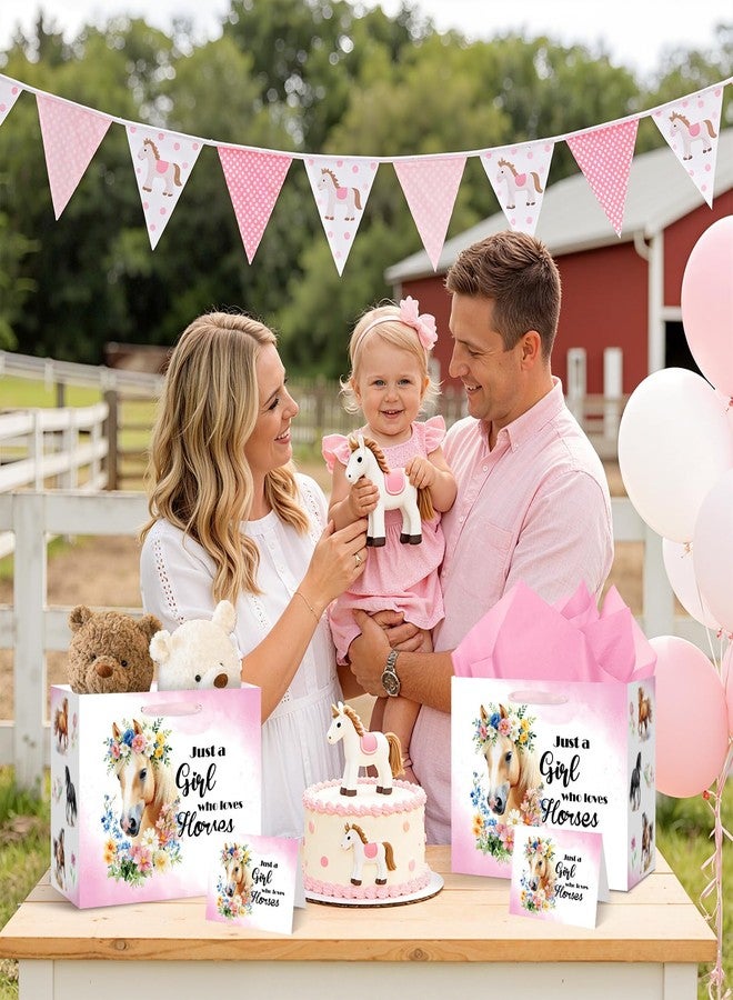 LUUFILx Horse Gift Bag for Girls Just a Girl Who Loves Horses Gift Wrap Bag with Handle Wrapping Paper Card Western Cowgirl Themed Party Favor Bags for Women Baby Shower Birthday Party Decorations Supplies - Image 4