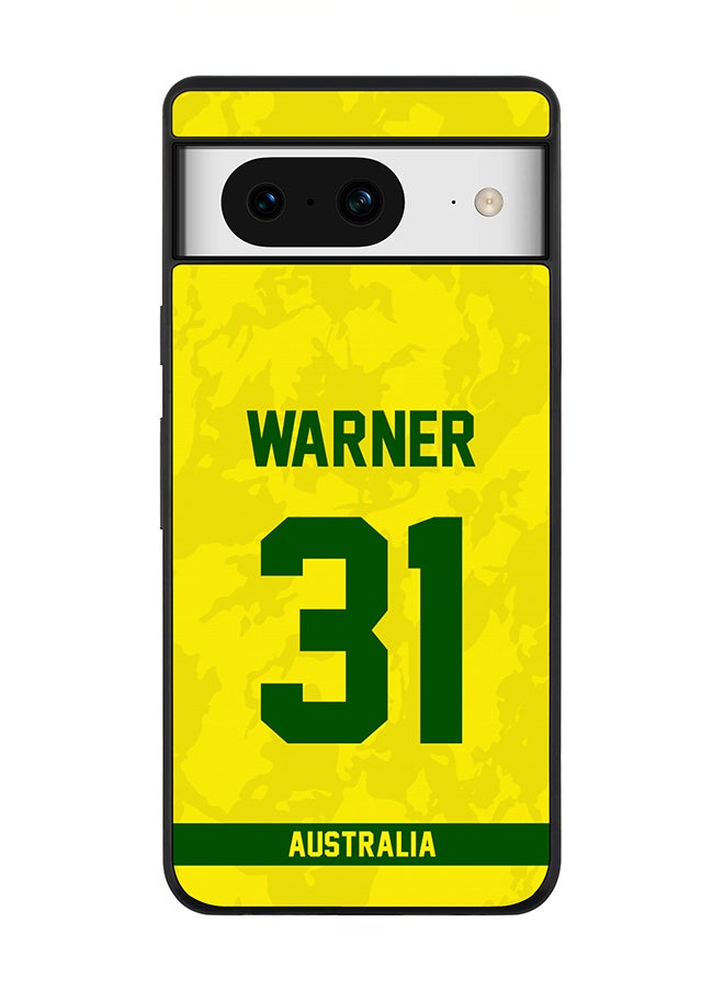 Stylizedd - Rugged Black Edge case for Google Pixel 8, Custom Slim fit Flexible Anti Drop Thin Phone Case Cover - Team Australia David Warner, Jersey No 31 - Image 1