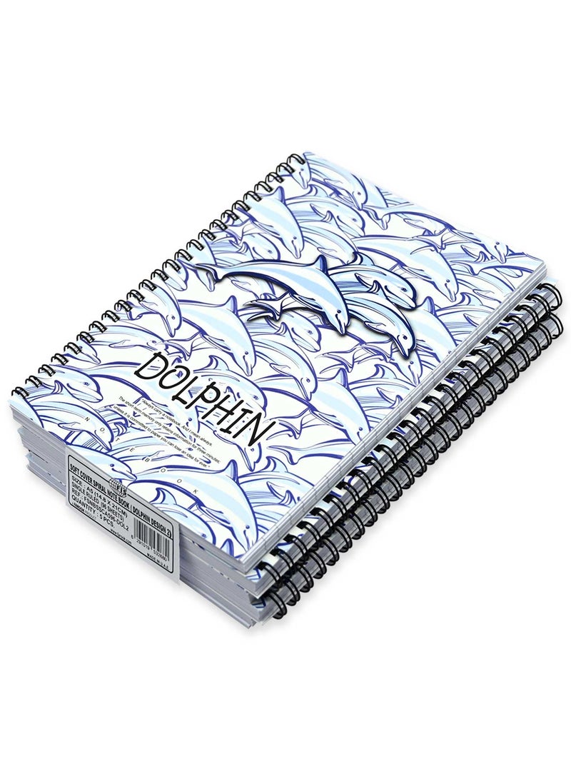 FIS Pack Of 5 Spiral Soft Cover Notebook, 96 Sheets A5 Dolphin Design 2 -FSNBSSCA596-DOL2 - Image 3
