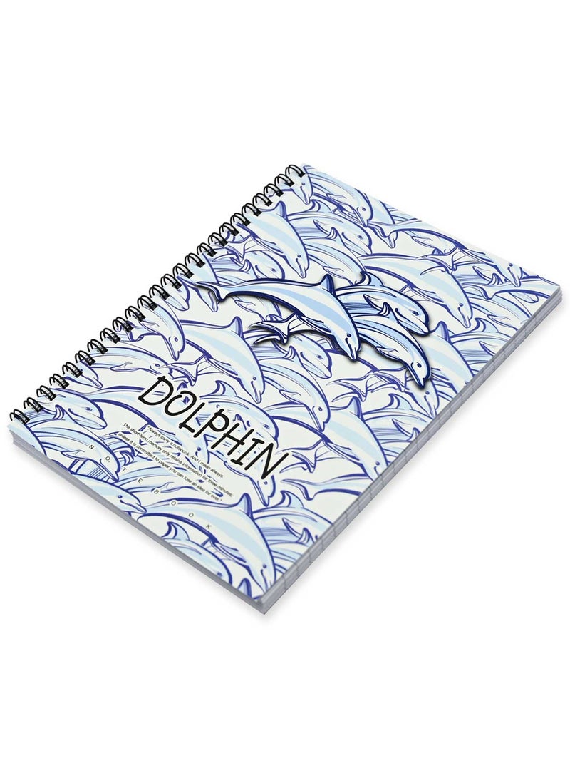FIS Pack Of 5 Spiral Soft Cover Notebook, 96 Sheets A5 Dolphin Design 2 -FSNBSSCA596-DOL2 - Image 1