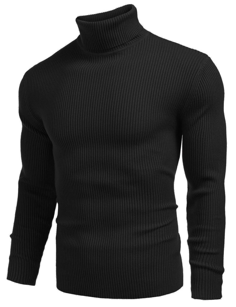 NORTHWIND Men's High and Turtle Neck Cotton T-Shirt (Black, Medium) - Image 2