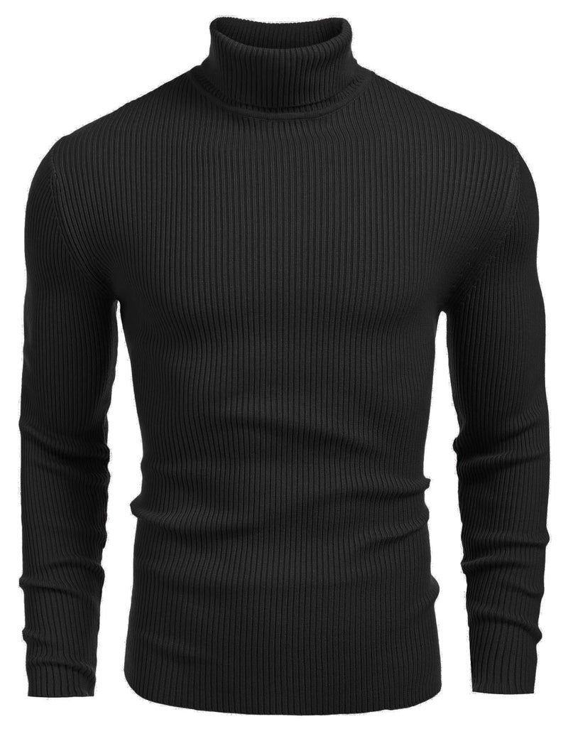 NORTHWIND Men's High and Turtle Neck Cotton T-Shirt (Black, Medium) - Image 1