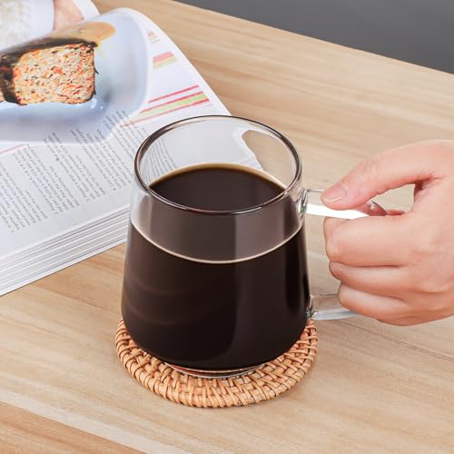 Aquach 20 Oz Glass Coffee Tea Cups, Clear Mugs with Handle, Microwave and Dishwasher safe Home Office Mug Perfect for Americano Latte Hot Beverages, 2-Pack - Image 3