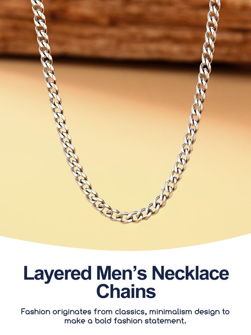 Suplight 3mm 316L Stainless Steel Miami Cuban Chains Necklaces Hip Hop Punk Jewelry Waterproof Short Curb Cuban Link Chain Necklace for Men & Women 18 inches - Image 3