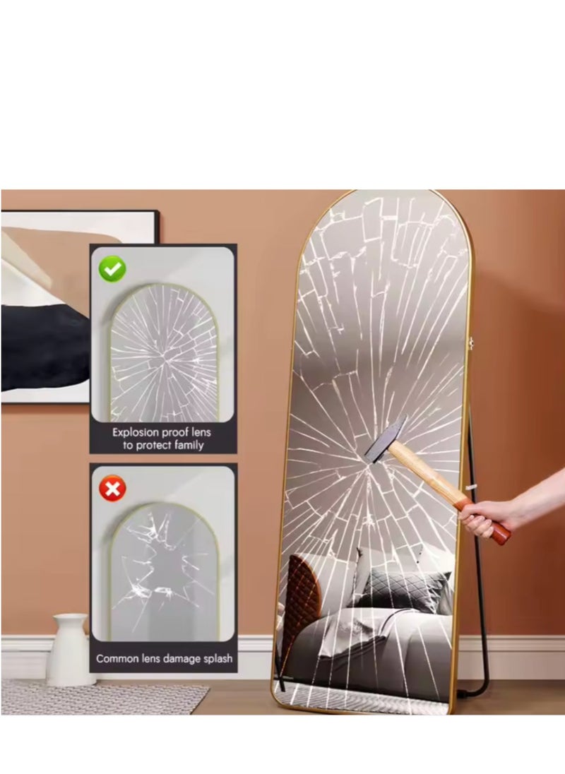 Y&D Full Length Mirror 23.6" x 65"/17.7" x 61" Arched Aluminum alloy Large Standing Dressing Mirror Hanging Leaning Against Wall Mounted Mirror with Stand for Bedroom Locker Room Living Room (White)  - Image 3