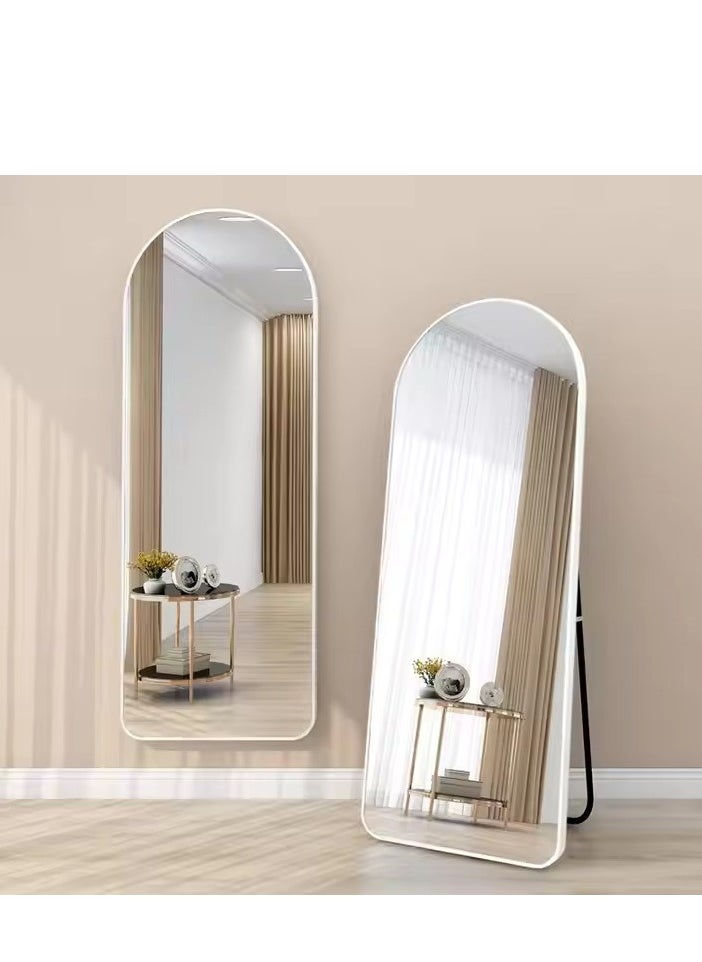 Y&D Full Length Mirror 23.6" x 65"/17.7" x 61" Arched Aluminum alloy Large Standing Dressing Mirror Hanging Leaning Against Wall Mounted Mirror with Stand for Bedroom Locker Room Living Room (White)  - Image 2