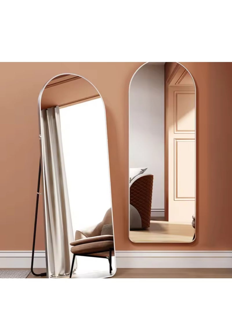 Y&D Full Length Mirror 23.6" x 65"/17.7" x 61" Arched Aluminum alloy Large Standing Dressing Mirror Hanging Leaning Against Wall Mounted Mirror with Stand for Bedroom Locker Room Living Room (White)  - Image 1