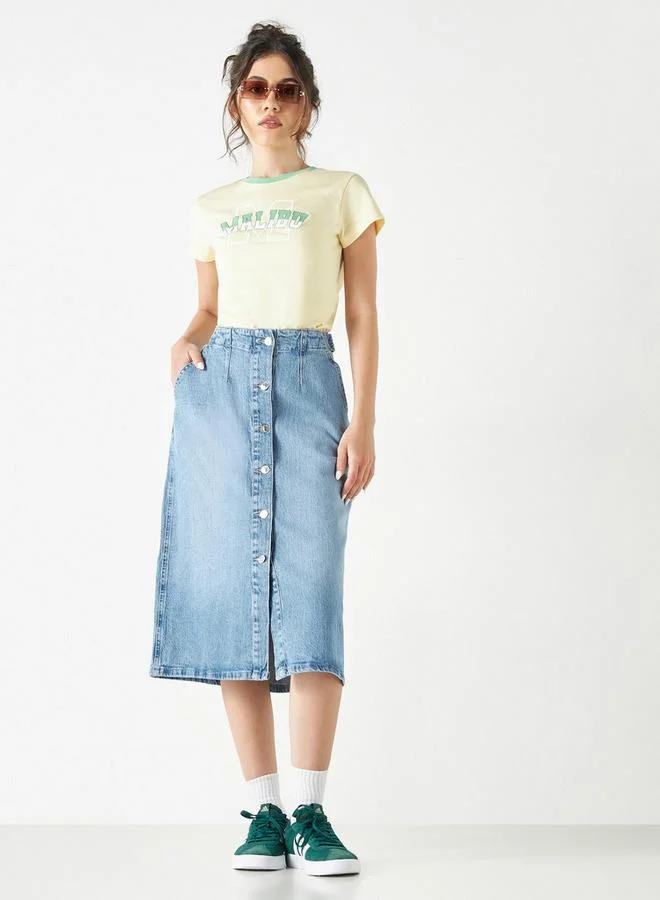 لي كوبر تنورة دينم ميدي بزر إغلاق من لي كوبر