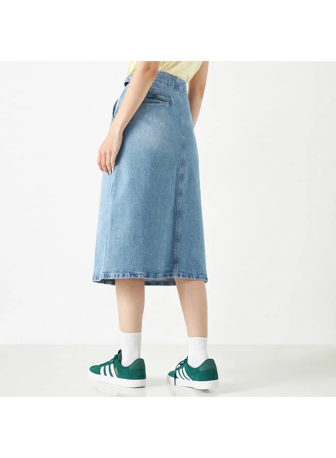 Lee Cooper Lee Cooper Denim Midi Skirt with Button Closure