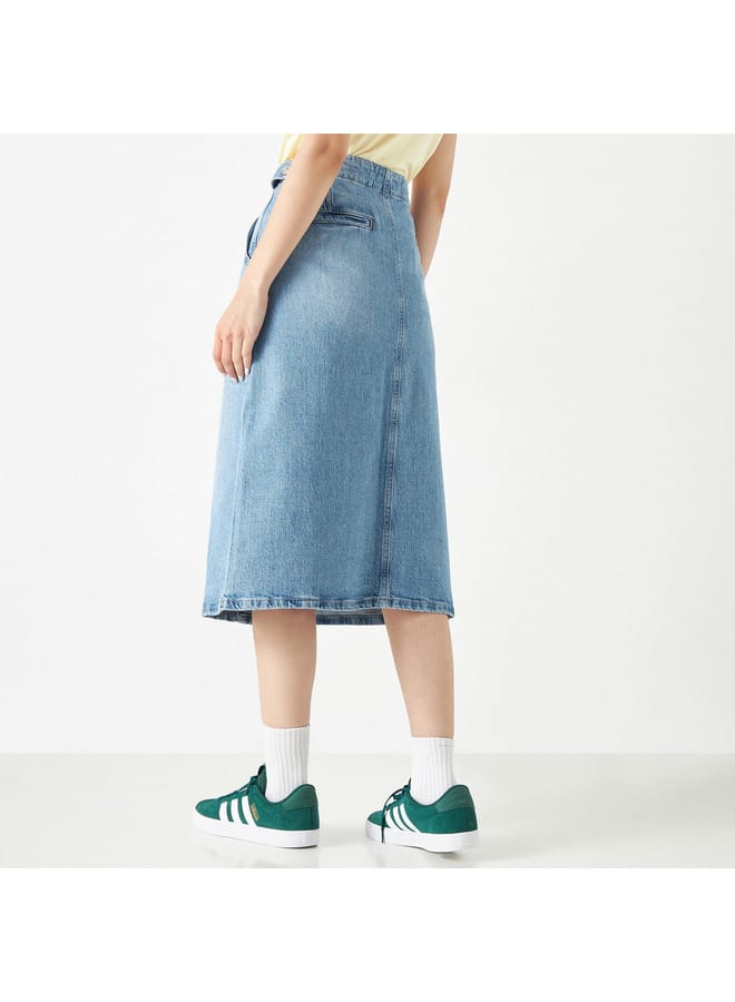 Lee Cooper Lee Cooper Denim Midi Skirt with Button Closure - Image 3