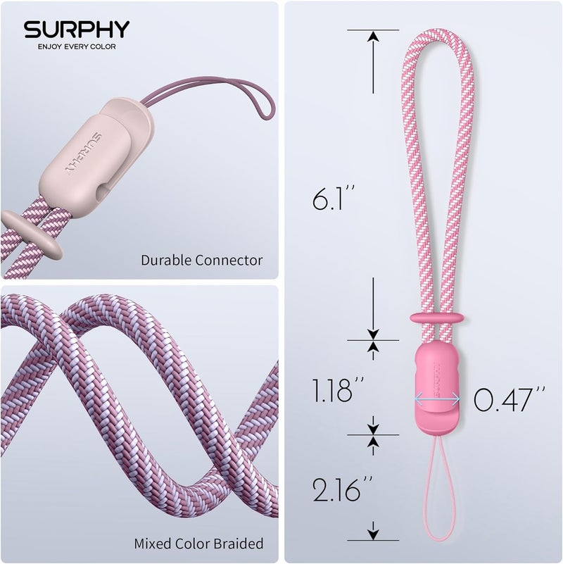 SURPHY 3 Pack Phone Strap with CellPhone Tether Tab, Phone Lanyard, CellPhone Wrist Strap with 2-Color Braided, Cell Phone Wrist Lanyard - Image 3