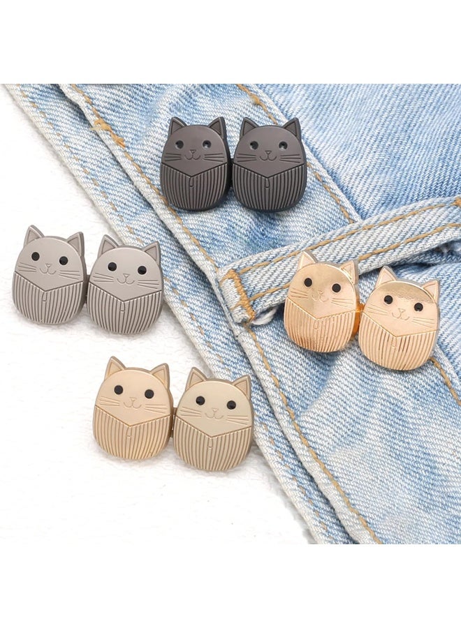 8 Sets Cat Jeans Button Pant Waist Tightener, Cute cat Adjustable Waist Buckle Sets No Sew and No Tools Detachable Decorative Buckles, Jean Buttons Pins for Loose, Pants, Skirts, Sleeves - Image 2