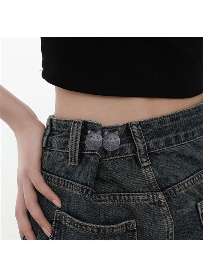 8 Sets Cat Jeans Button Pant Waist Tightener, Cute cat Adjustable Waist Buckle Sets No Sew and No Tools Detachable Decorative Buckles, Jean Buttons Pins for Loose, Pants, Skirts, Sleeves - Image 5