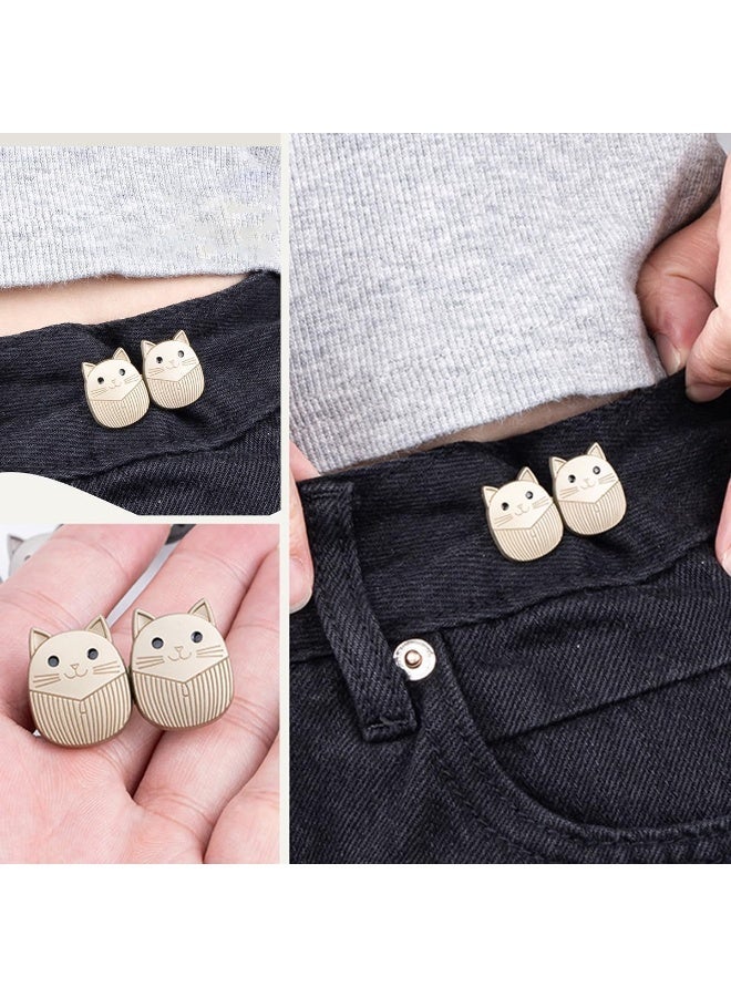 8 Sets Cat Jeans Button Pant Waist Tightener, Cute cat Adjustable Waist Buckle Sets No Sew and No Tools Detachable Decorative Buckles, Jean Buttons Pins for Loose, Pants, Skirts, Sleeves - Image 3