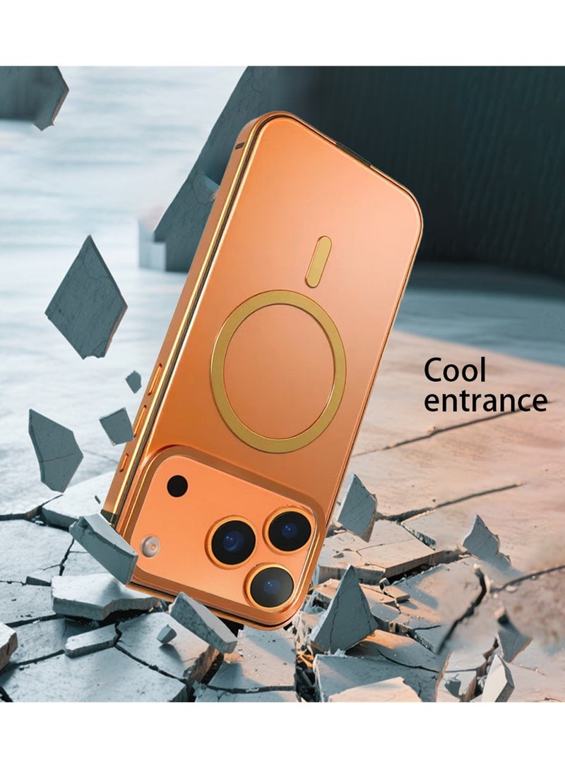 Yegni Suitable for Apple 17proMax original color metal protective case iphone17 pro anti-fall magnetic mobile phone case - Image 4