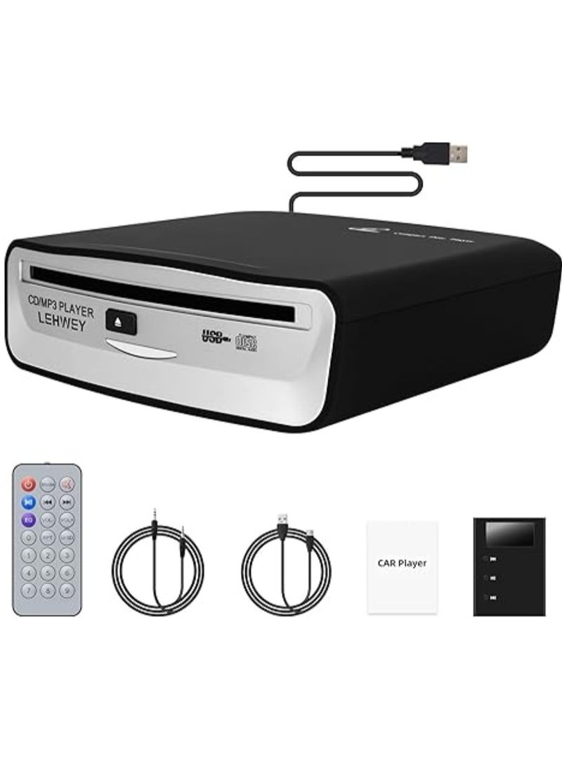 LEHWEY External Universal Car CD Player – Portable USB CD Player for Car, Laptop, TV, Mac, Android 4.4+ Compatible with Extra USB Extension Cable - Image 1