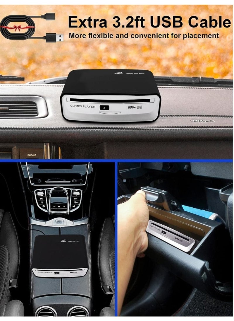 Generic - External Universal CD Player for Car - LEHWEY Portable CD Player with Extra USB Extension Cable Plugs into Car USB Port Laptop TV Mac Computer for Android 4.4 and Above Navigation - Image 1