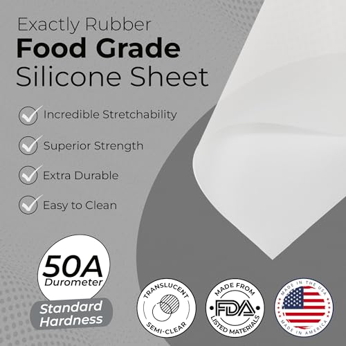 Exactly Rubber - Translucent Silicone Sheet, 50A Durometer Rubber Sheet, Semi Clear Silicone, Resistant -80 to 450°F, Food-Grade Silicone Placemat, 450% Elongation, Made in The USA, 1/32 x 9” x 12” - Image 2