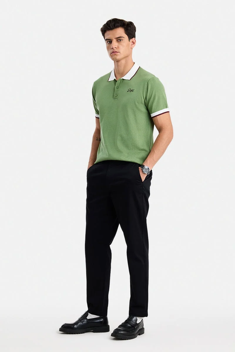سنيتش Green Solid Half Sleeve Regular Fit T-Shirt