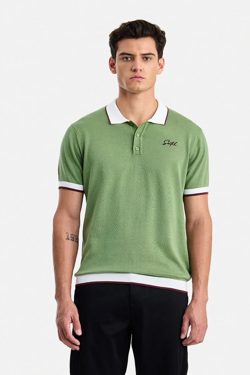 سنيتش Green Solid Half Sleeve Regular Fit T-Shirt