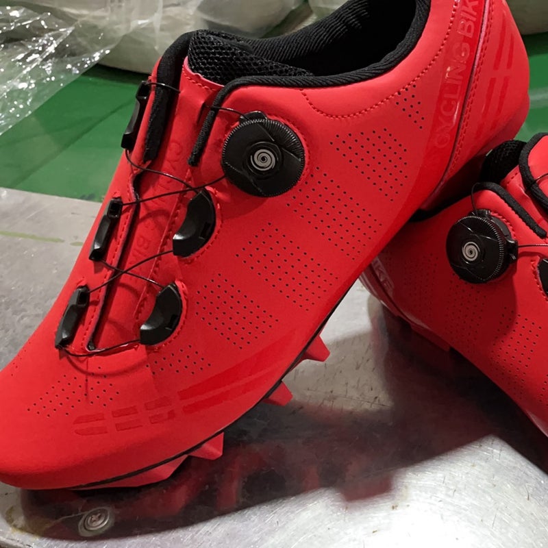 Generic Wild Mountain Riding Shoes Moped Road Lock Shoes Cross-border Large Size Sports Events Bicycle High Resistant Lock Shoes for Men and Women T27 Red Mountain Lock 