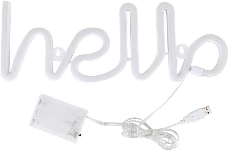 GLOGLOW ضوء LED فريد من نوعه "مرحبًا" ضوء زخرفي لحفلات الزواج وعيد الميلاد والمنزل، يعمل بالبطاريات أو USB، وصديق للبيئة، مناسب لمناسبات مختلفة والمنزل - Image 1