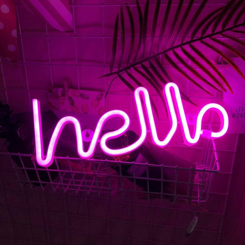 GLOGLOW ضوء LED فريد من نوعه "مرحبًا" ضوء زخرفي لحفلات الزواج وعيد الميلاد والمنزل، يعمل بالبطاريات أو USB، وصديق للبيئة، مناسب لمناسبات مختلفة والمنزل - Image 3