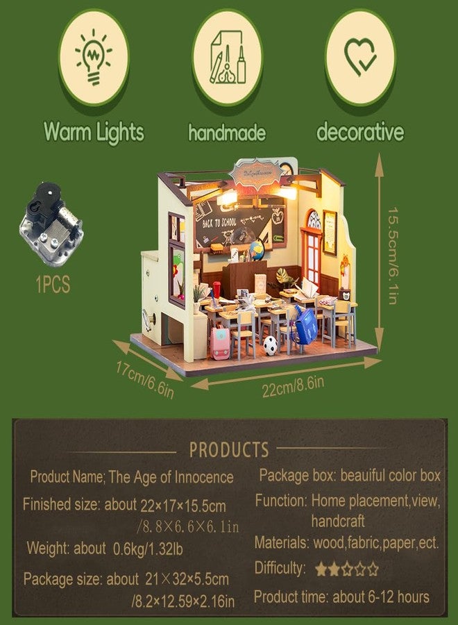 TOPBSFARNY DIY Miniature Dollhouse Kit School Classroom House Wooden Miniatures House Crafts DIY Model Kits Christmas Birthday Gifts for Men and Women Friend (Without Dust Cover) - Image 3