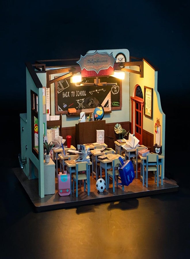 TOPBSFARNY DIY Miniature Dollhouse Kit School Classroom House Wooden Miniatures House Crafts DIY Model Kits Christmas Birthday Gifts for Men and Women Friend (Without Dust Cover) - Image 4