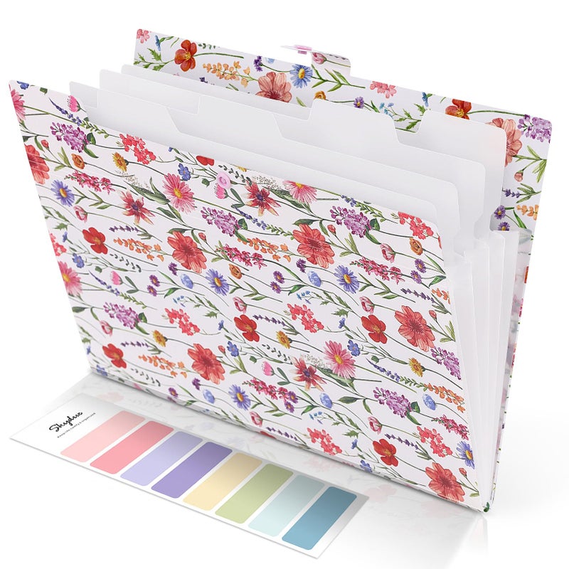 SKYDUE Accordion File Organizer Floral Expanding File Folders with 5 Pockets Cute Document Organizer for Paper Bills Receipt Storage School Office Hospital Supplies LetterA4 Size White - Image 2