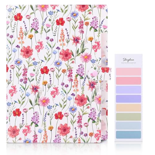 SKYDUE Accordion File Organizer Floral Expanding File Folders with 5 Pockets Cute Document Organizer for Paper Bills Receipt Storage School Office Hospital Supplies LetterA4 Size White - Image 3