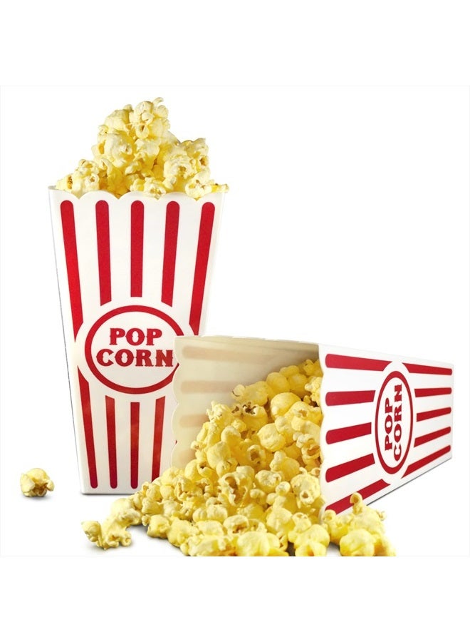Novelty Place Plastic Red White Striped Classic Popcorn Containers for Movie Night - 7.8 inch Tall x 3.8 inch Square (4 Pack) - Image 2