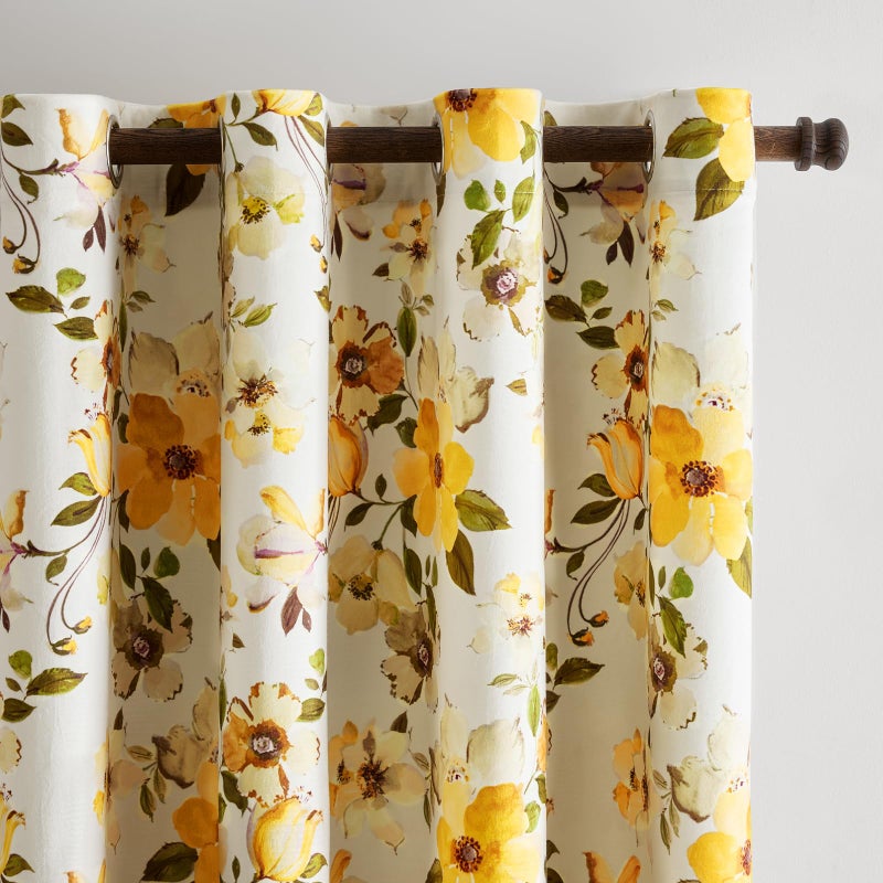 OMMATO Yellow Velvet Curtains 84 Inch for Living Room Fall Floral Curtain Drapes with Cute Coquette Aesthetic Whimsical Botanical Flower Pattern Anthropologie Modern Bedroom Privacy Window Curtains,2 Panels - Image 2