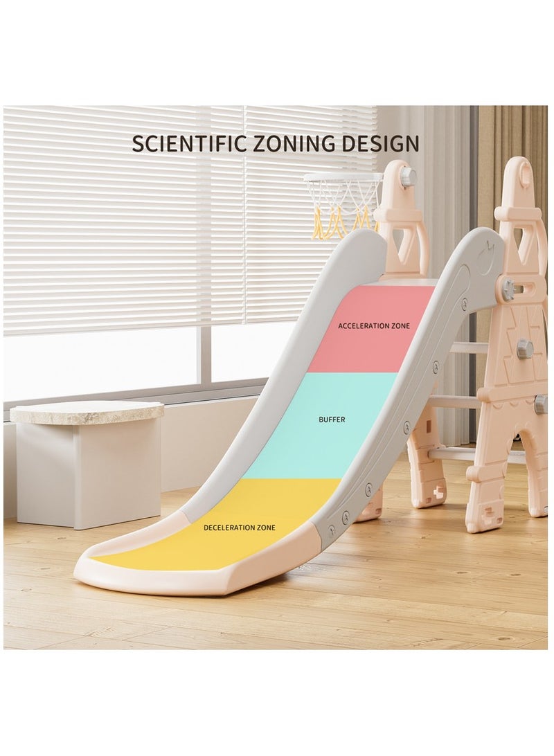 فول جوي زحليقه اطفال 2 في 1 شريحة مع طوق كرة السلة، زحليقه للأطفال الصغار الأولاد والبنات المتسلقين، ألعاب داخلية وخارجية - Image 3