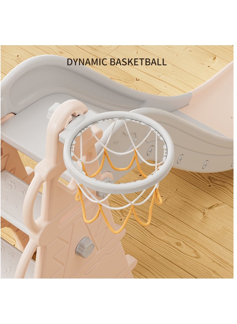 فول جوي زحليقه اطفال 2 في 1 شريحة مع طوق كرة السلة، زحليقه للأطفال الصغار الأولاد والبنات المتسلقين، ألعاب داخلية وخارجية - Image 4