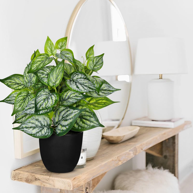 Villa Como 14.5" Artificial Plants Indoor Home Decor, Fake Potted Silk Plants for Shelves Living Room Decorative, Small Artificial Office Desk Plant in Pots, Faux Potted Greenery Tropical House Plant - Image 4