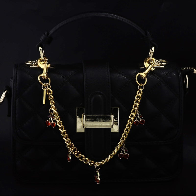 SORGERLY Cherry Bag Purse Chain Charm - Gold Handbag Extender Chain Accessories - Cute Keychain Gifts for Women (Red cherry) - Image 4