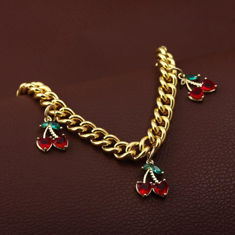 SORGERLY Cherry Bag Purse Chain Charm - Gold Handbag Extender Chain Accessories - Cute Keychain Gifts for Women (Red cherry) - Image 5
