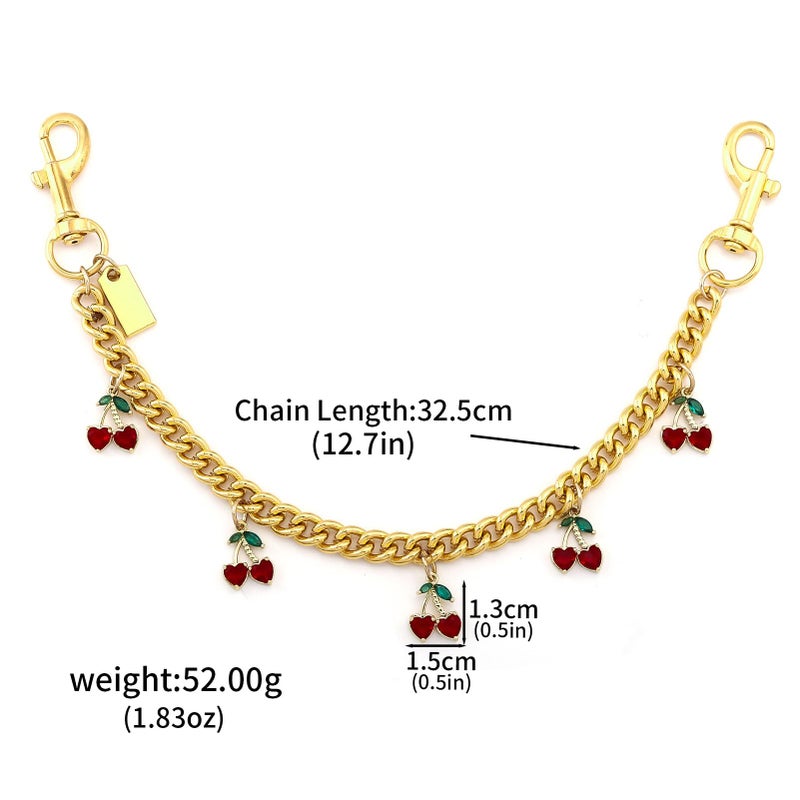 SORGERLY Cherry Bag Purse Chain Charm - Gold Handbag Extender Chain Accessories - Cute Keychain Gifts for Women (Red cherry) - Image 2