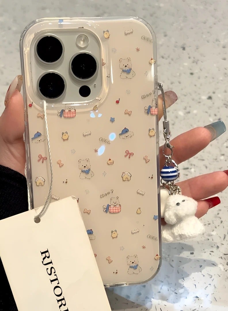 NIBEMINENT Cake Basket West Highland Protective TPU Case Cover For iPhone 15 Pro Max, Cake Basket West Highland With Bracelet