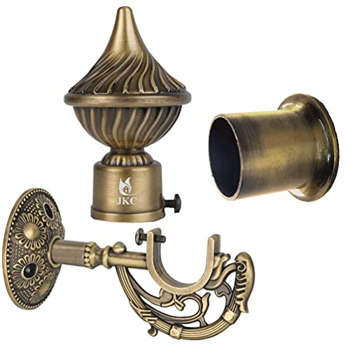 JKC Whirl Curtain Brackets and Holder with Prehistoric Look for 1 Inch Pipe (Bracket - 1 Pcs, Support - 1 Pcs & Wall to Wall - 1 Pcs) - Image 1