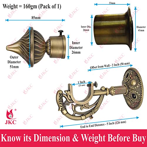 JKC Whirl Curtain Brackets and Holder with Prehistoric Look for 1 Inch Pipe (Bracket - 1 Pcs, Support - 1 Pcs & Wall to Wall - 1 Pcs) - Image 2