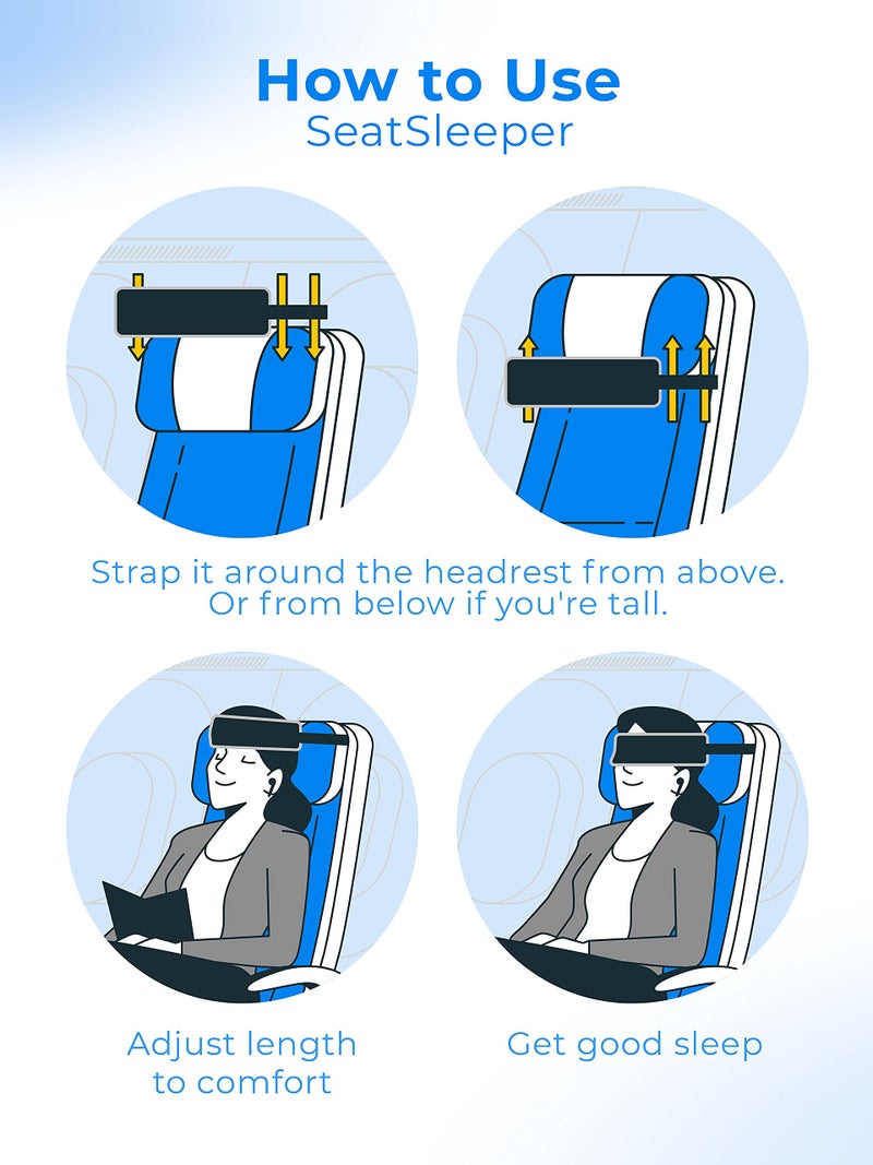 SeatSleeper Travel Pillow Alternative Stops Bobbing | Airplane Head Straps and Car Support Band | Great on Travel Upright | Super Comfy Neck Support | Small & Compact - Image 5
