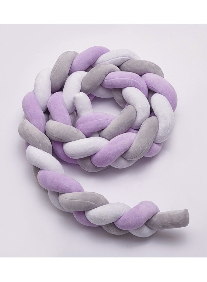 2M Pure Color Weaving Knot for Infant Room Decor Crib Protector Newborn Baby Bed Bumper Bedding Accessories - White Grey Purple 