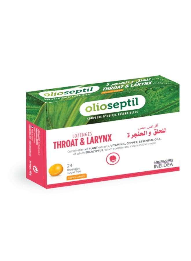 Olioseptil Lozenges Throat Larynx Honey Lemon 24 Lozenges