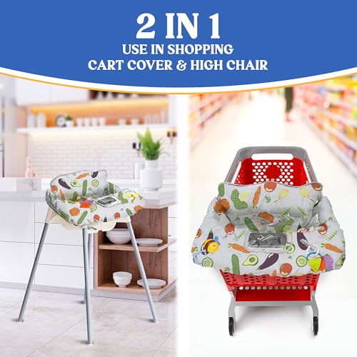 PILLANI Shopping Cart Cover for Baby, High Chair Cover for Restaurant Seat - Grocery Cart Cover for Baby Girl and Boy, Comfortable Cotton Buggy Covers for Babies - Padded Toddler Shopping Cart Cover - Image 5