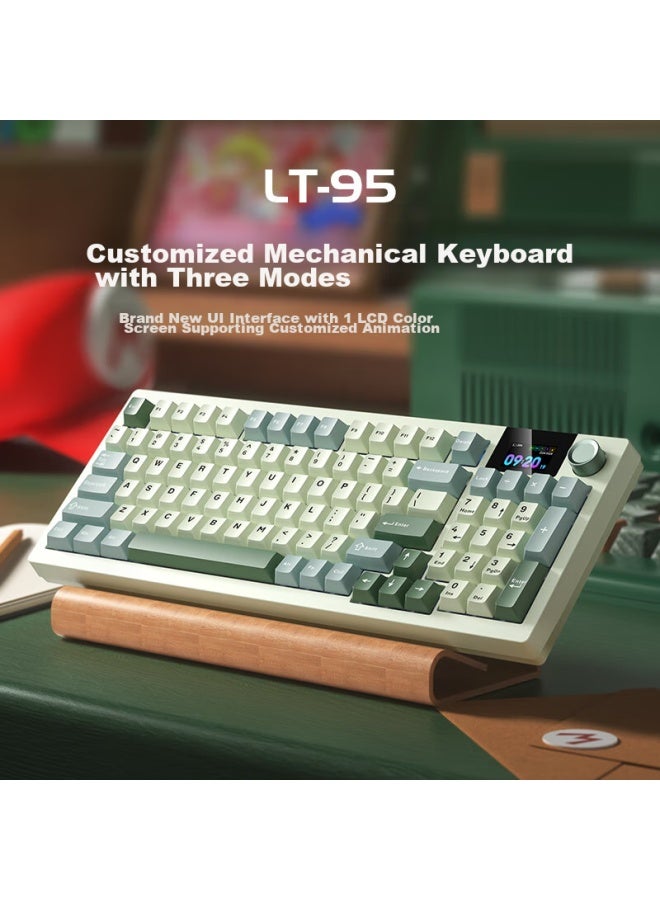 Langtu Lt95 Cuiwei Wired/wireless/bluetooth Tri-mode Mechanical Keyboard, Gasket Structure, Rgb Lighting Effects, Lcd Color Screen, Macaron Switches - Image 1