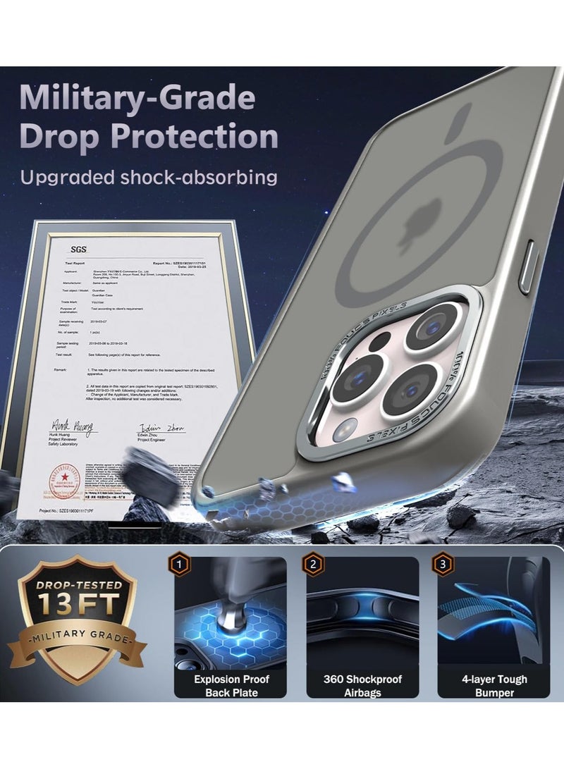 حافظة مغناطيسية لهاتف آيفون 13 برو 6.1 بوصة حافظة هاتف شفافة غير لامعة رفيعة مقاومة للصدمات ومضادة للأصفر للنساء والرجال والفتيات والأولاد غطاء واقٍ (تيتانيوم) - Image 4