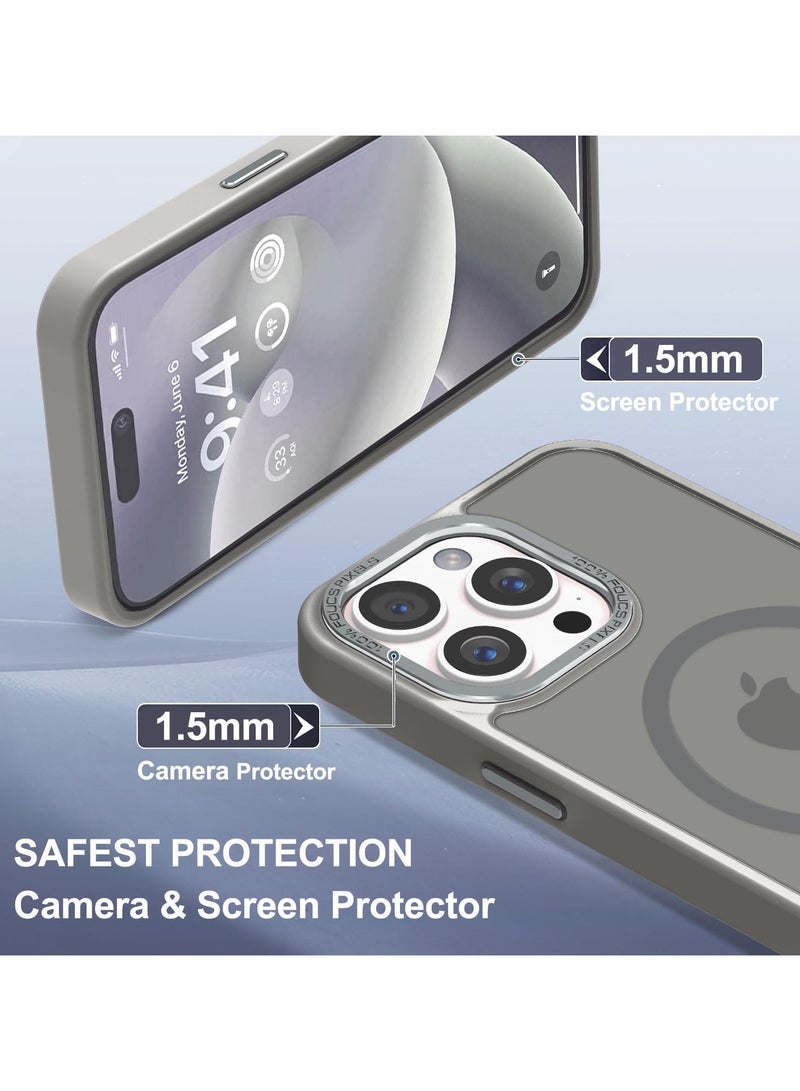 حافظة مغناطيسية لهاتف آيفون 13 برو 6.1 بوصة حافظة هاتف شفافة غير لامعة رفيعة مقاومة للصدمات ومضادة للأصفر للنساء والرجال والفتيات والأولاد غطاء واقٍ (تيتانيوم) - Image 3